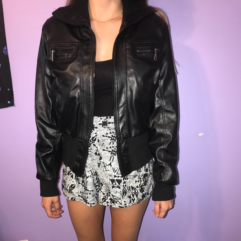 Miley Cyrus black leather jacket